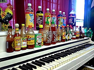 A piano with hot sauce. Why not?